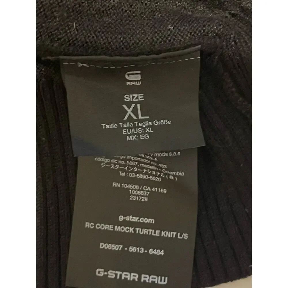 G-Star Raw‎ Sweater Men's XL All Black Mock Turtleneck